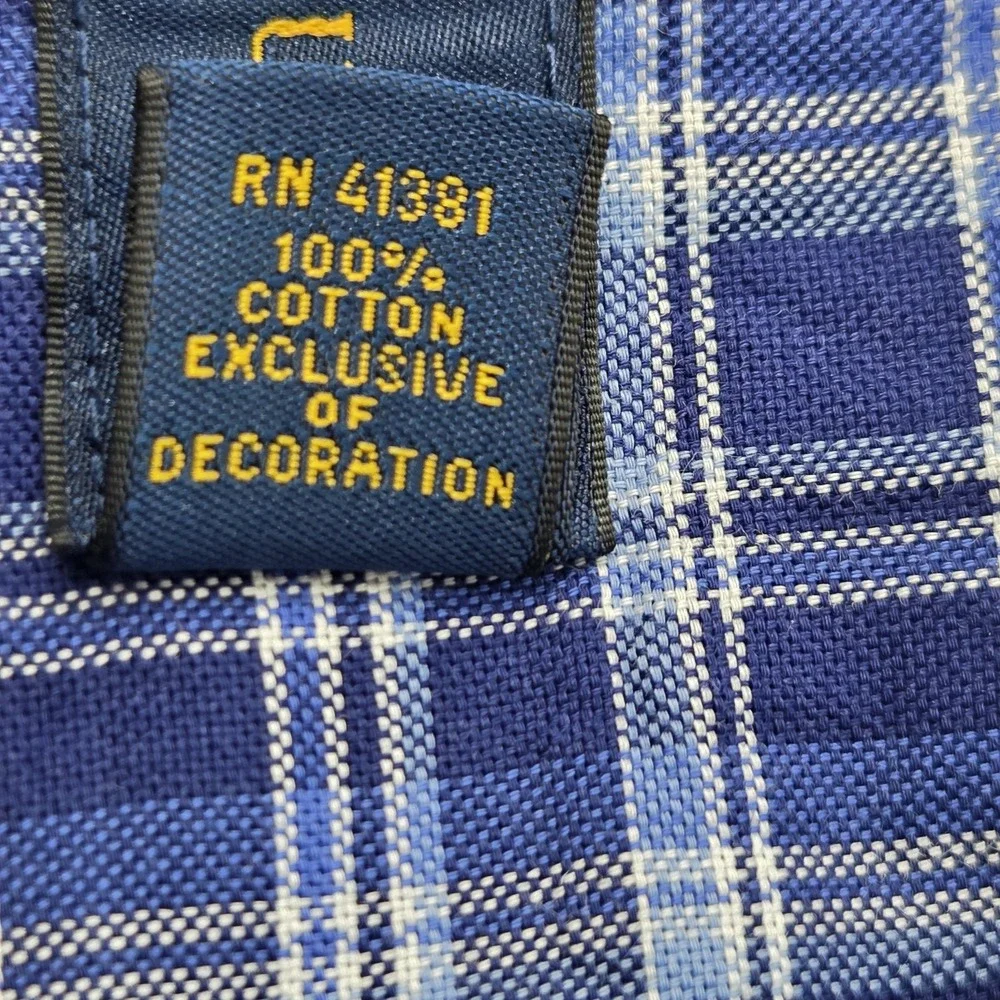 Polo Ralph Lauren Long Sleeve Button Down Shirt Mens Size XL Blue Plaid‎ EUC